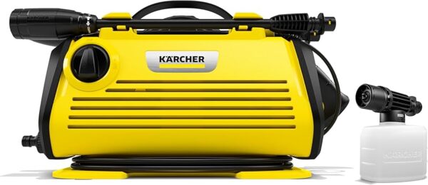 Kärcher K 3 Horizontal Electric Pressure Washer, Foam Cannon, 2 Spray Wands, and Pressure Hose, Compact Design, Easy to Store, 1800 PSI - 1.45 GPM